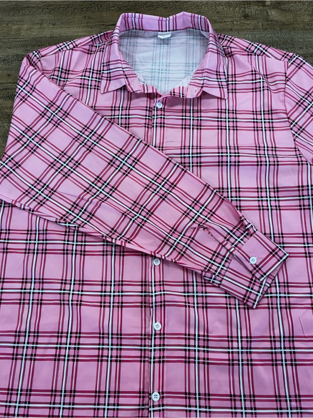 Source Unknown Pink Plaid Button-Down Shirt